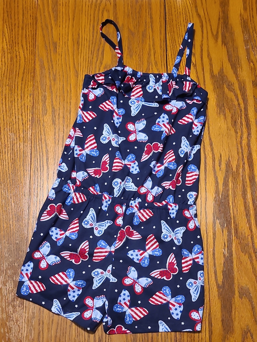 Children's Place NWT Navy Red & Blue Butterfly Print Romper - Large